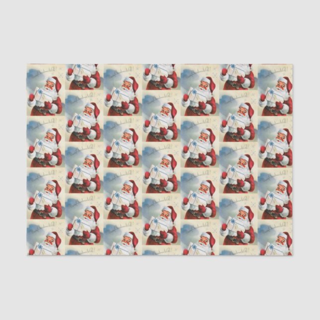 Retro Vintage Christmas Santa Holiday tissue Paper (Front)