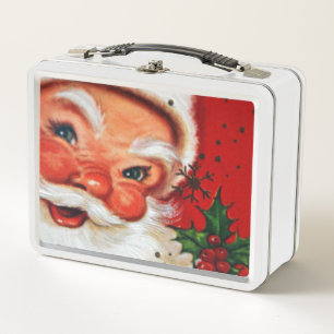 Retro Vintage Christmas Santa lunch box
