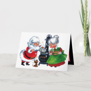retro vintage Christmas Santa Mrs. Claus Card