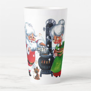retro vintage Christmas Santa Mrs. Claus Holiday Latte Mug