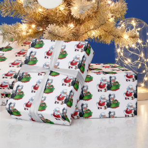 retro vintage Christmas Santa Mrs. Claus Wrapping Paper
