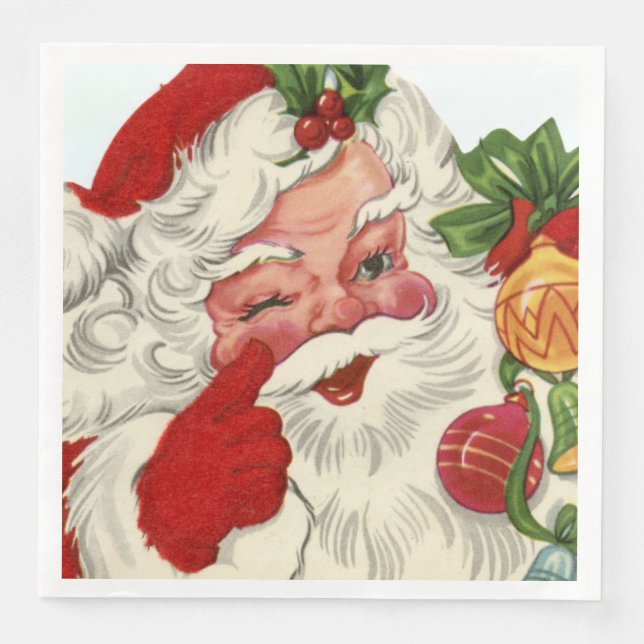 retro vintage Christmas Santa  Napkin (Front)