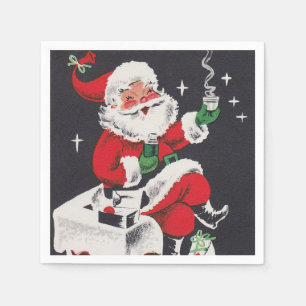 retro vintage Christmas Santa party Napkin