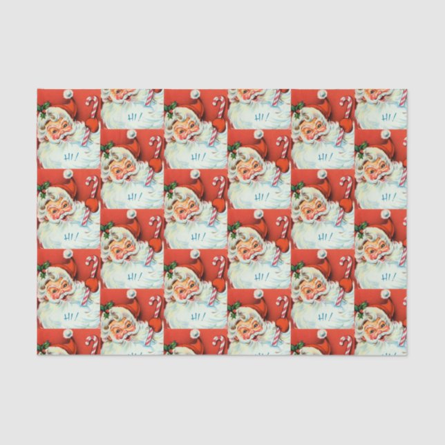 retro Vintage Christmas Santa party tissue Paper (Front)