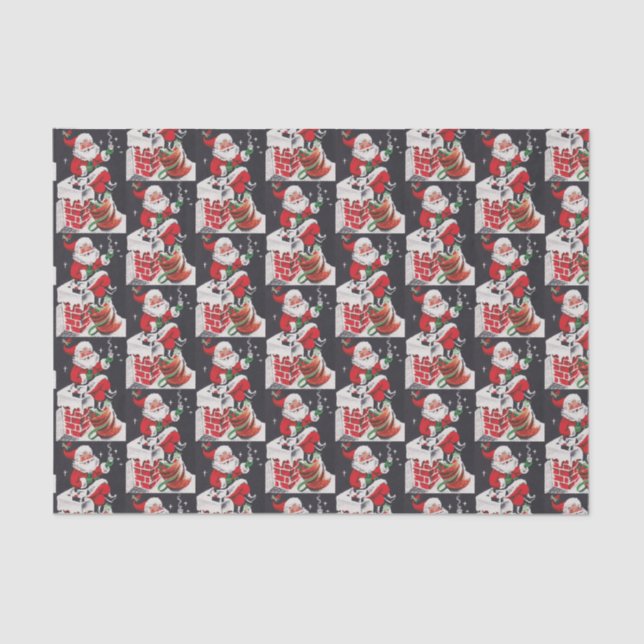Retro Vintage Christmas Santa party tissue Tissue Paper (Front)