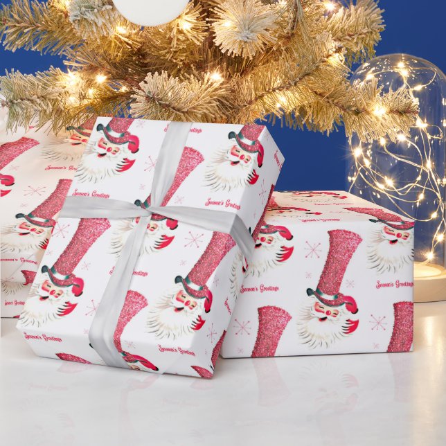 Retro vintage Christmas Santa party Wrapping Paper (Holidays)