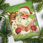 Retro Vintage Christmas Santa Reading Holiday Card<br><div class="desc">Retro Vintage Christmas Santa Reading Holiday Card.</div>