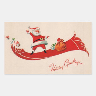 Retro Vintage Christmas Santa Rectangular Sticker