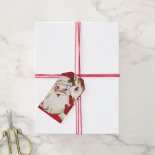 Retro Vintage Christmas Santa reindeer add name Gift Tags