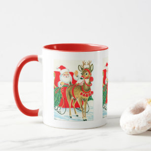 retro vintage Christmas Santa reindeer Mug