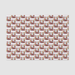 retro vintage Christmas Santa reindeer tiled  Tissue Paper