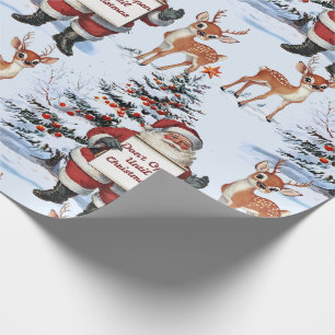 Retro Vintage Christmas: Santa & Reindeer Wrapping Paper