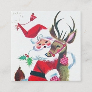 Retro vintage Christmas Santa Square Business Card