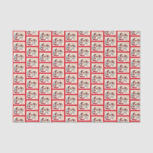 retro vintage Christmas Santa tiled party  Tissue Paper