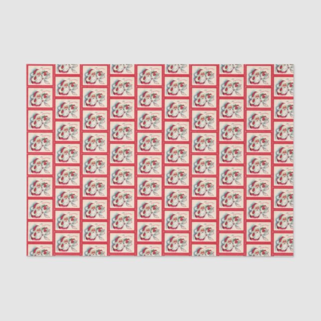 retro vintage Christmas Santa tiled party  Tissue Paper (Front)