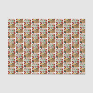 retro vintage Christmas Santa tiled party  Tissue Paper