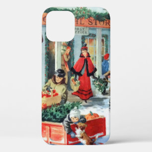 retro vintage Christmas shopping iPhone 12 Case
