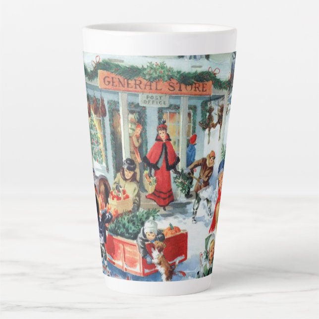 retro vintage Christmas shopping  Latte Mug (Front)
