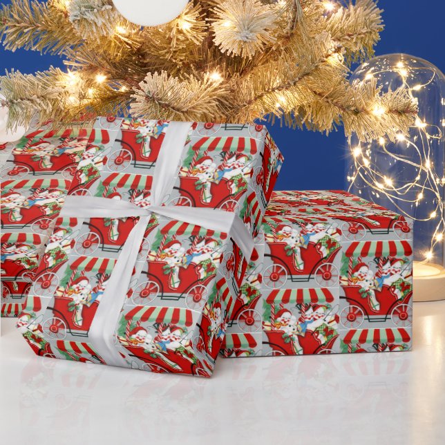 retro vintage Christmas snow Family Wrapping Paper (Holidays)