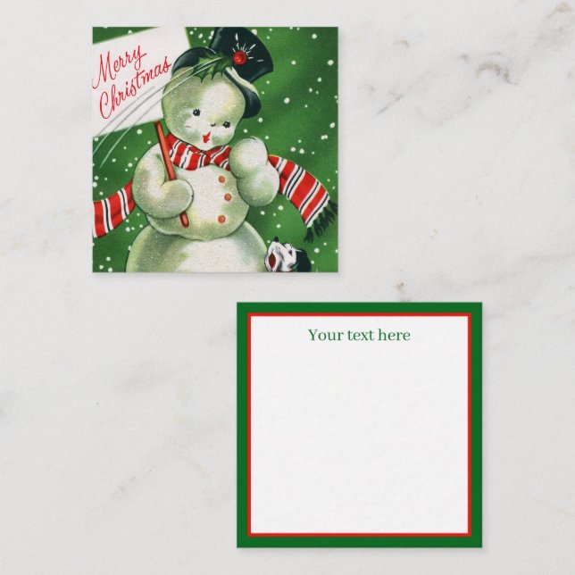 retro vintage Christmas snowman add text Card (Front/Back)