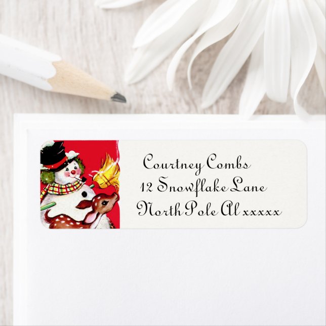 retro vintage Christmas snowman and reindeer  (Insitu)