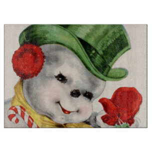 Retro Vintage Christmas snowman cutting board
