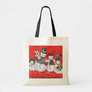 retro vintage Christmas snowman Family Tote Bag