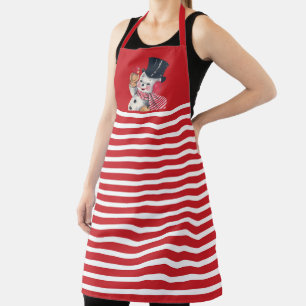 retro vintage Christmas snowman Holiday Apron