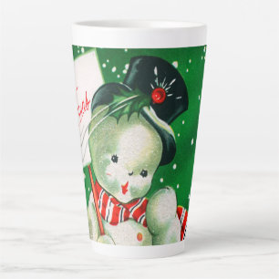 Retro vintage Christmas snowman Holiday Latte Mug