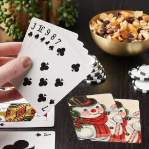 retro vintage Christmas snowman Holiday Playing Cards