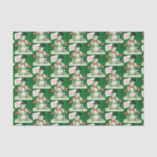 Retro Vintage Christmas snowman Holiday tissue Tissue Paper