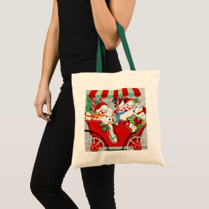 retro vintage Christmas snowman Holiday Tote Bag