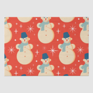 Retro Vintage Christmas Snowman Pattern Party  Tissue Paper