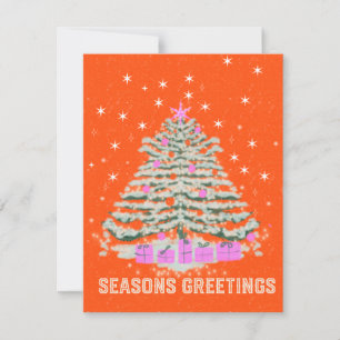 Retro vintage Christmas tree greetings card