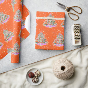Retro vintage christmas tree wrapping paper