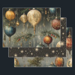 Retro Vintage Christmas Trio Style B Wrapping Paper Sheet<br><div class="desc">The overall effect of this vintage and retro Christmas wrapping paper is one of nostalgia, warmth, and timelessness. As you wrap your gifts in it, you can't help but feel transported to a bygone era, where the holidays were celebrated with simple joy and classic elegance. It's the perfect choice for...</div>