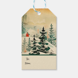 Retro Vintage Christmas Trio Style J Gift Tags