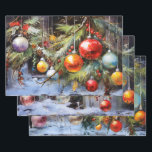 Retro Vintage Christmas Trio Style P Wrapping Paper Sheet<br><div class="desc">The overall effect of this vintage and retro Christmas wrapping paper is one of nostalgia, warmth, and timelessness. As you wrap your gifts in it, you can't help but feel transported to a bygone era, where the holidays were celebrated with simple joy and classic elegance. It's the perfect choice for...</div>