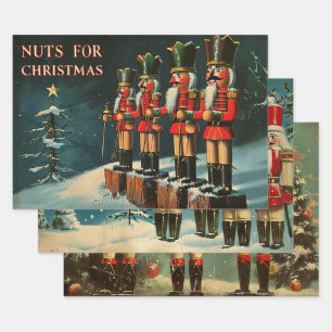 Retro Vintage Christmas Trio Style S Wrapping Paper Sheet