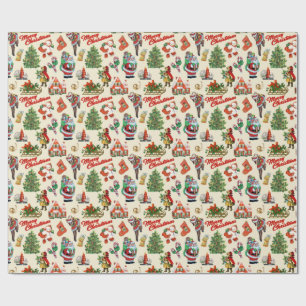 Retro Vintage Christmas Wrapping Paper