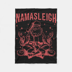 Retro Vintage Christmas Yoga Santa Namasleigh Fleece Blanket