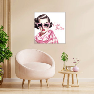 Retro Vintage Ciao Bella La Dolce Vita Canvas Print