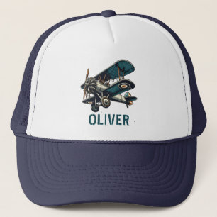 Retro Vintage Classic Biplane Personalised Trucker Hat