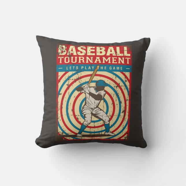 Retro Vintage Classic Circles Baseball Player  Cushion (Front)