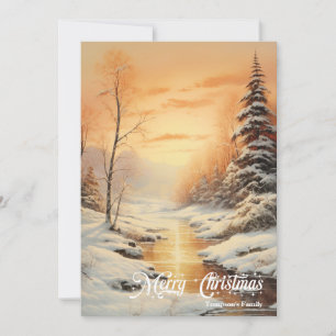 Retro vintage classic cosy winter mountain sunrise holiday card