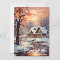 Retro vintage classic cosy winter night scene 
