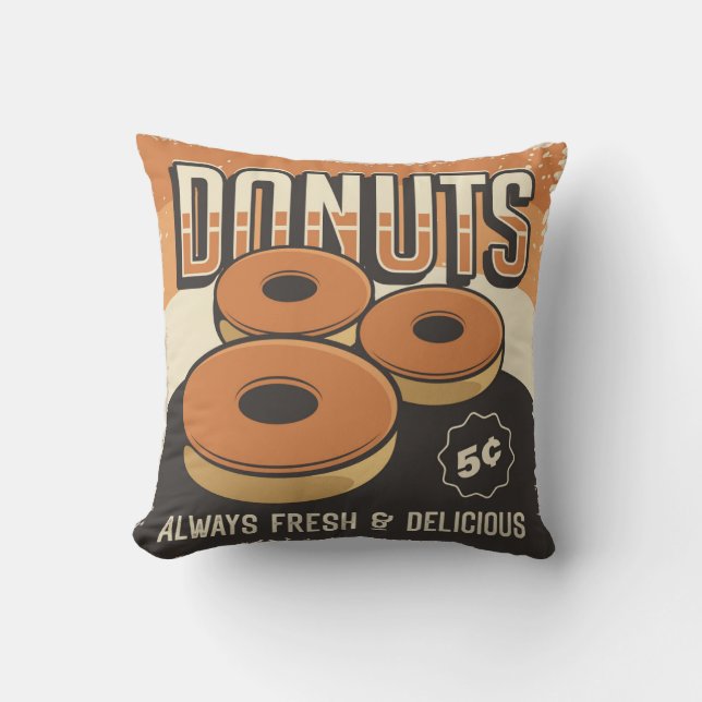 Retro Vintage Classic  Fun Sweet doughnuts Cushion (Front)