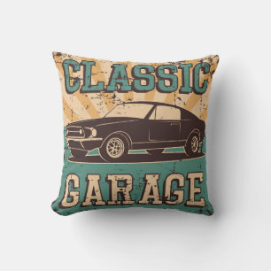 Retro Vintage Classic Garage Olive Green  Cushion