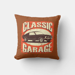 Retro Vintage Classic Garage Orange Cushion
