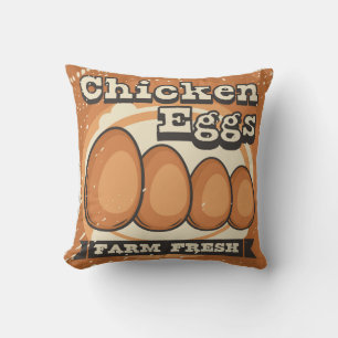 Retro Vintage Classic Grunge Chicken Eggs Cushion